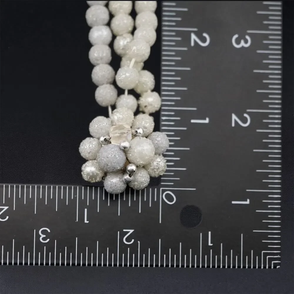 Vintage MCM Sugar Bead Parure Set White Multi Strand Necklace‎ Bracelet Set